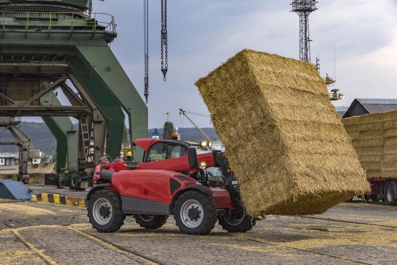 The telescopic boom allows materials to be placed at high or distant locations.